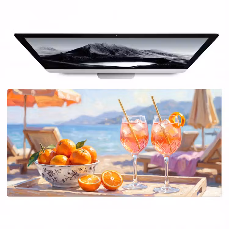 Drank - Glazen - Strand - Zomer - Oranje Muismat XXL klein -zzz3d