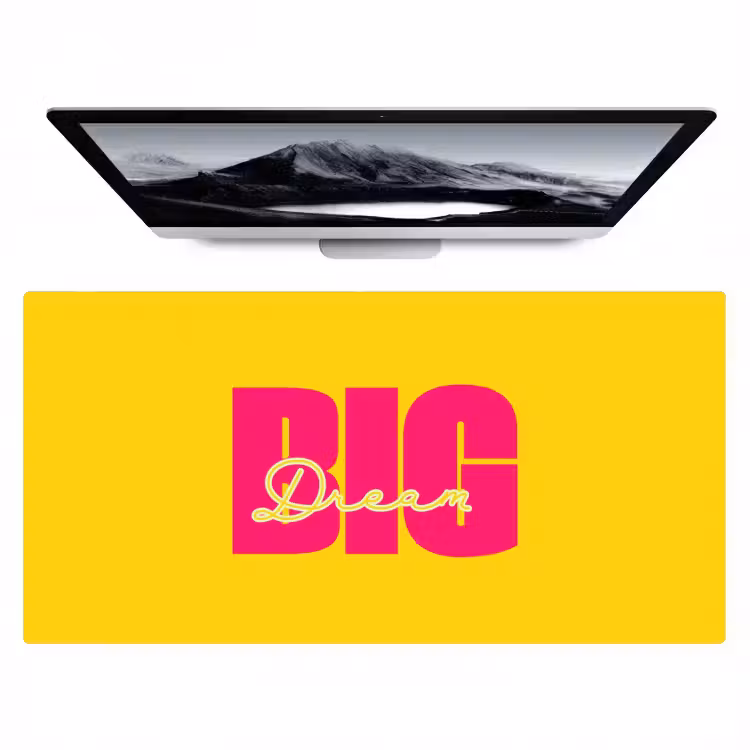 Dream big - Geel - Roze Muismat XXL klein -zzz3d