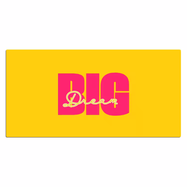 Dream big - Geel - Roze Muismat XXL klein -3d_leeg