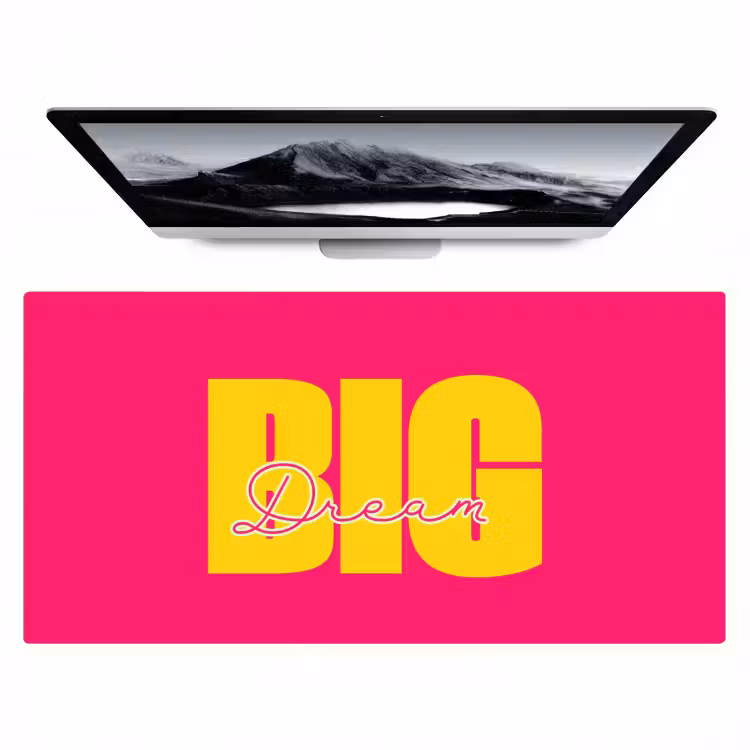 Dream big - Roze - Geel - Minimalistisch Muismat XXL klein -zzz3d