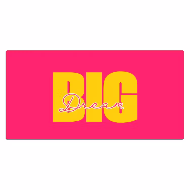 Dream big - Roze - Geel - Minimalistisch Muismat XXL klein -3d_leeg