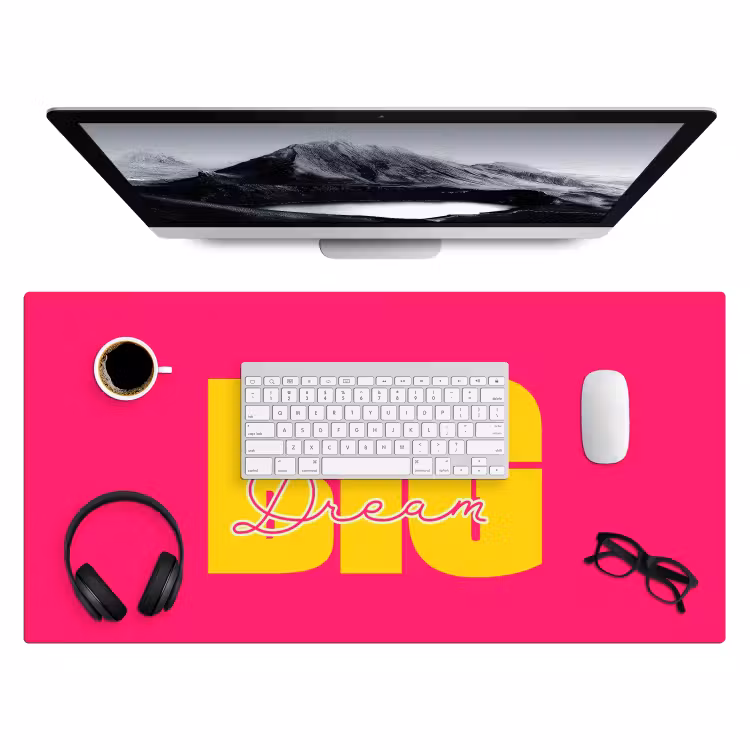 Dream big - Roze - Geel - Minimalistisch Muismat XXL klein -3d