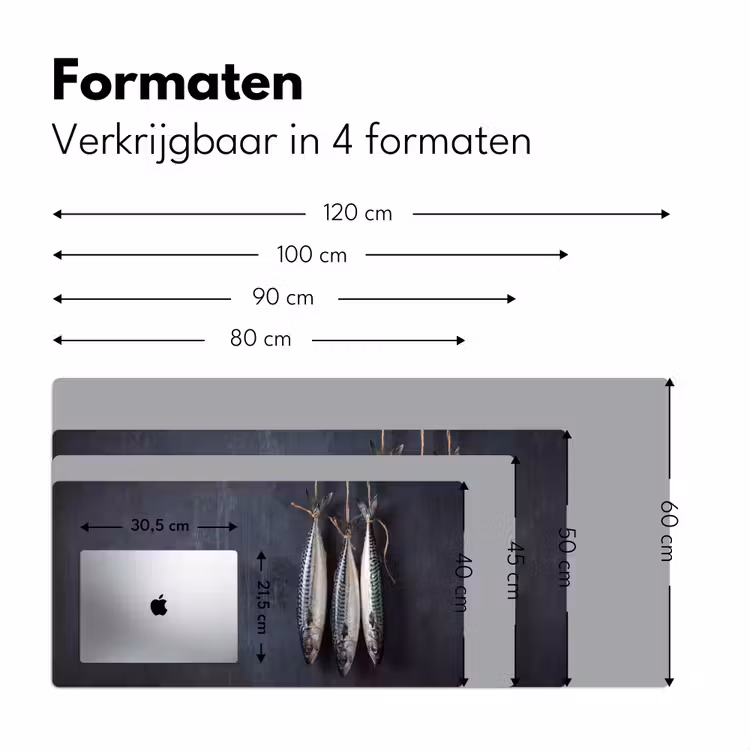 Bureau onderlegger - Drie vissen - Touw - Drie vissen - Touw Muismat XXL klein