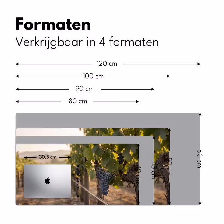 Druiven - Wijngaard - Zonlicht Muismat XXL klein -sfeer5