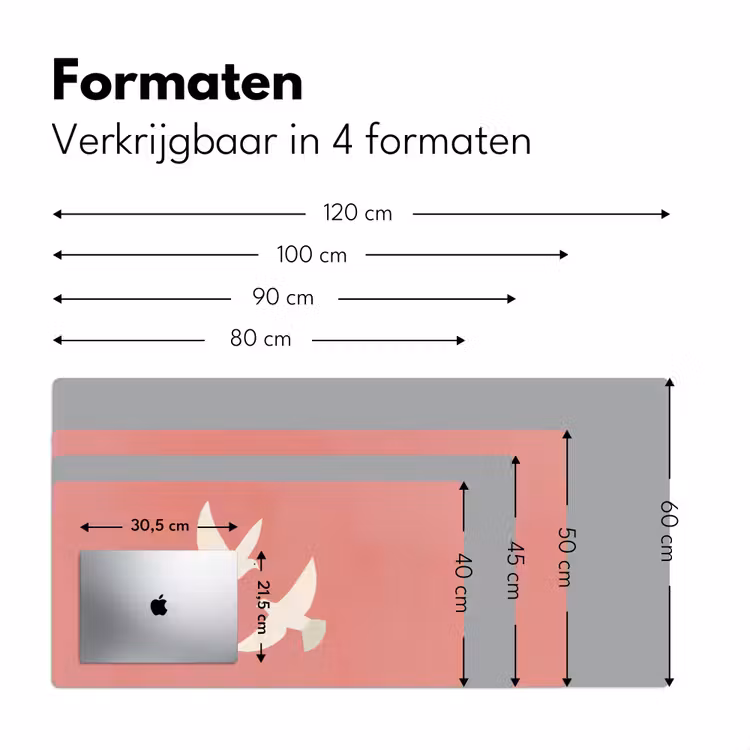 Duiven - Wit - Sierlijk Muismat XXL klein -sfeer5