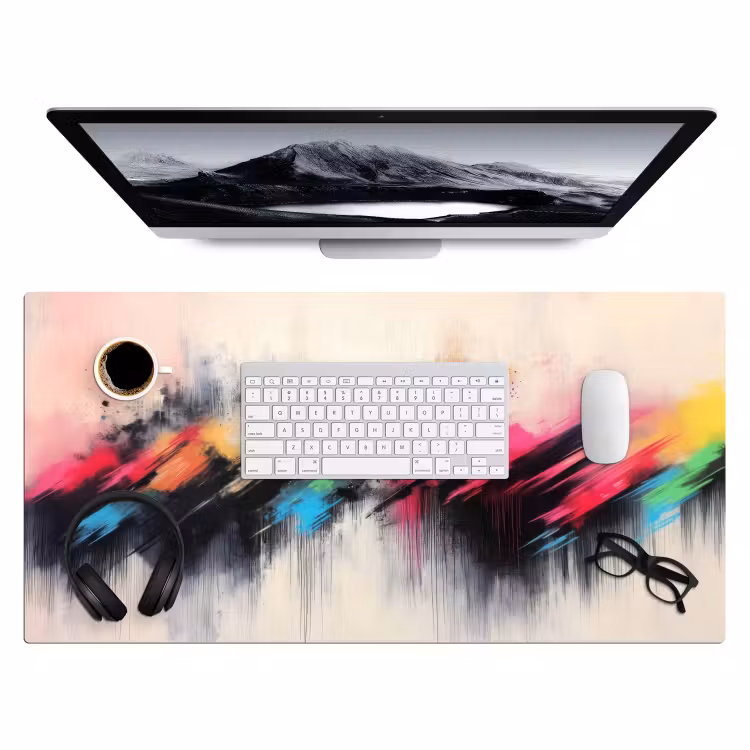 Dynamisch - Abstract - Kleurrijk - Zwart Muismat XXL klein -3d