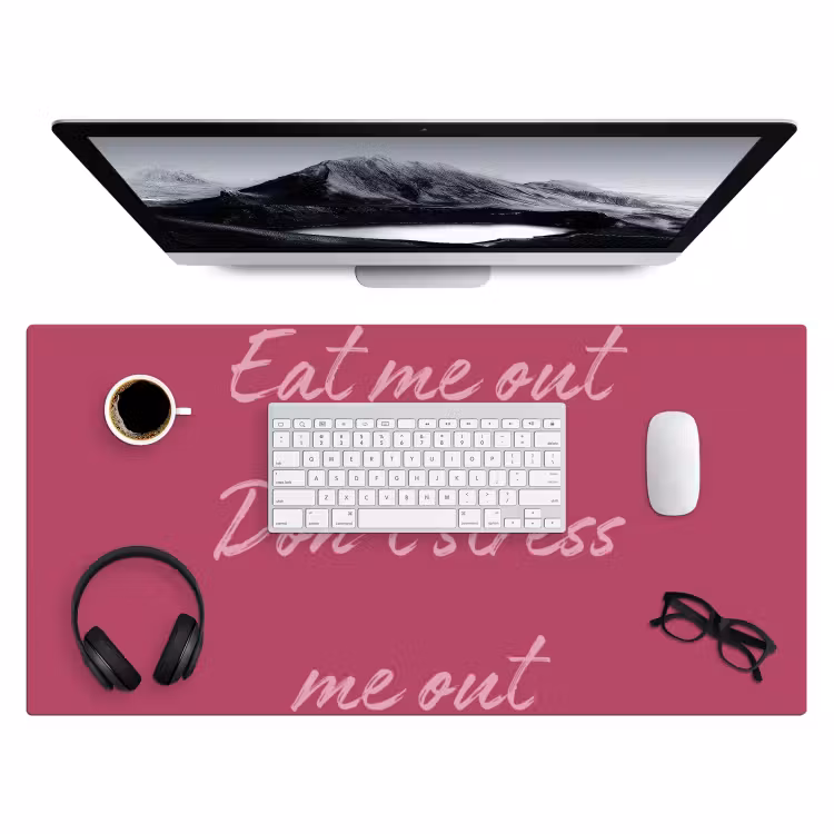 eat me out don't stress me out - Roze - Minimalistisch Muismat XXL klein -3d