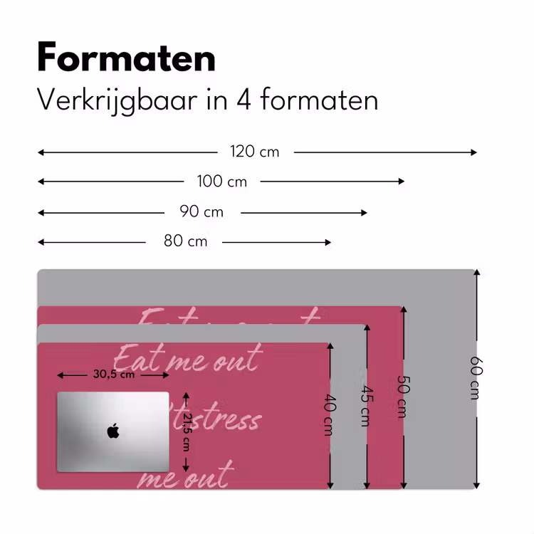 eat me out don't stress me out - Roze - Minimalistisch Muismat XXL klein -sfeer5