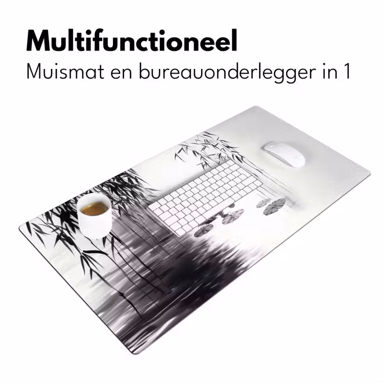 Eenden - Waterlelies - Riet - Zwart Muismat XXL klein -sfeer4