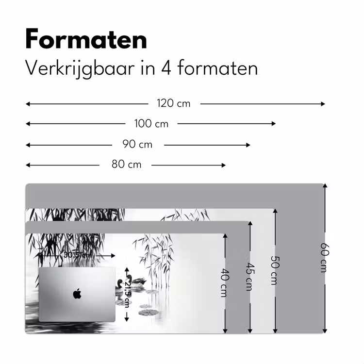 Eenden - Waterlelies - Riet - Zwart Muismat XXL klein -sfeer5