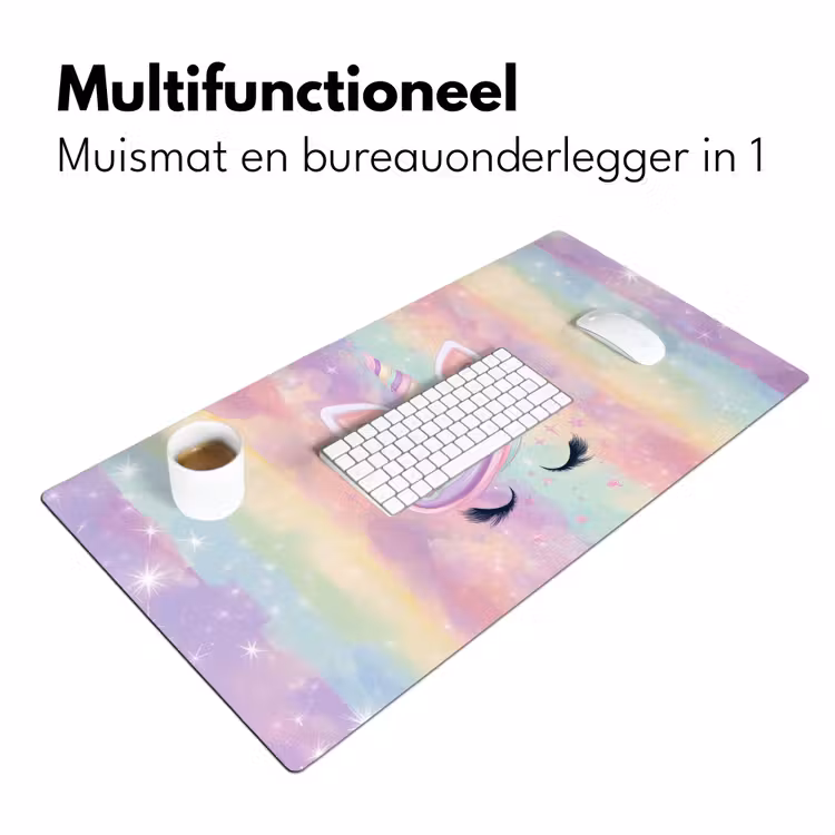 Eenhoorn - Glitters - Regenboog - Pastel Muismat XXL klein -sfeer4