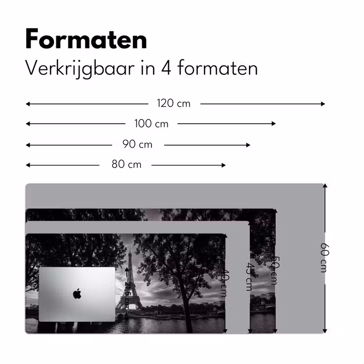 Eiffeltoren - Parijs - Rivier - Architectuur - Zwart-wit Muismat XXL klein -sfeer5