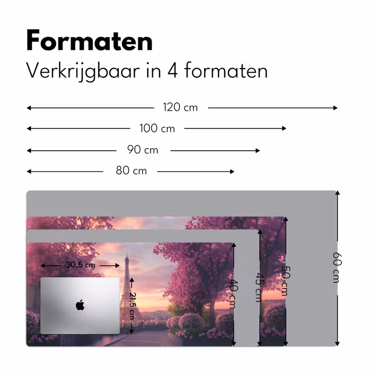 Eiffeltoren - Parijs - Roze Muismat XXL klein -sfeer5