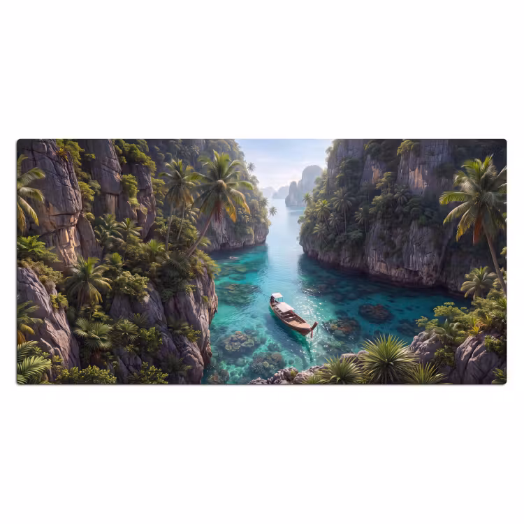 Eiland - Tropisch - Water - Palmbomen - Natuur Muismat XXL klein -3d_leeg