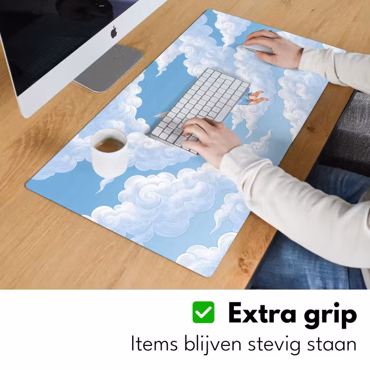 Engel - Vliegend - Klassiek - Blauw Muismat XXL klein -sfeer3