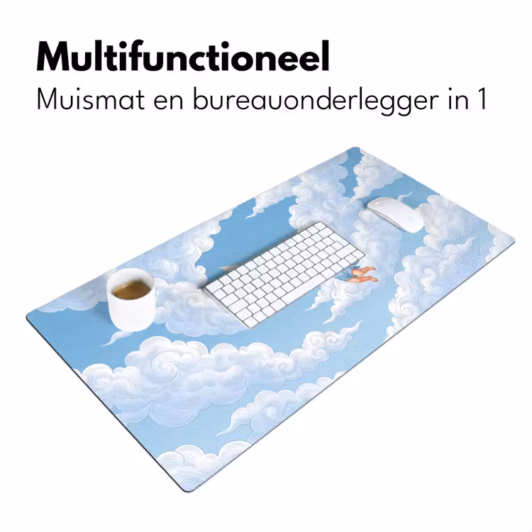 Engel - Vliegend - Klassiek - Blauw Muismat XXL klein -sfeer4