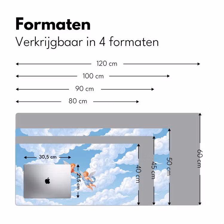 Engel - Vliegend - Klassiek - Blauw Muismat XXL klein -sfeer5