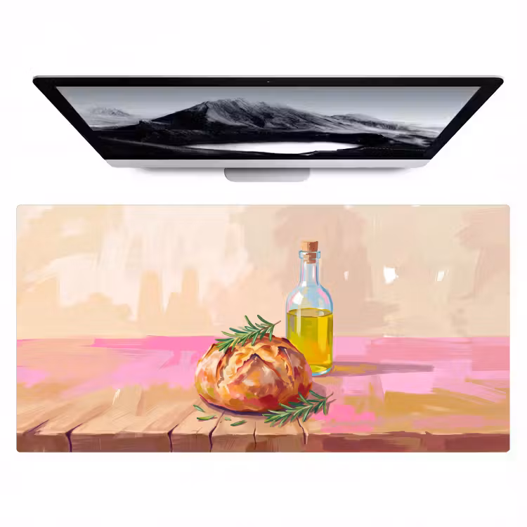 Eten - Brood - Olijfolie - Abstract - Keuken Muismat XXL klein -zzz3d