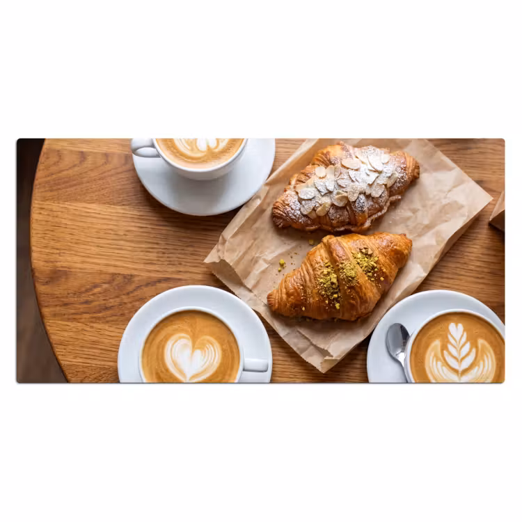 Eten - Croissant - Koffie - Ontbijt - Modern Muismat XXL klein -3d_leeg