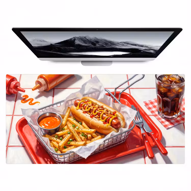 Eten - Hotdog - Fastfood - Modern - Rood Muismat XXL klein -zzz3d