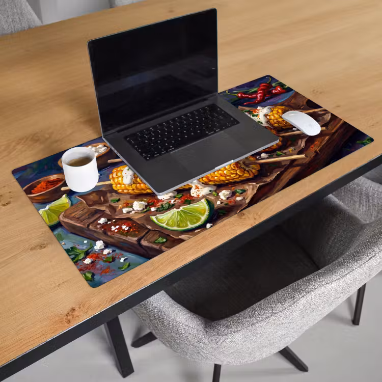 Eten - Maïs - Saus - Geschilderd - Geel Muismat XXL klein -sfeer1
