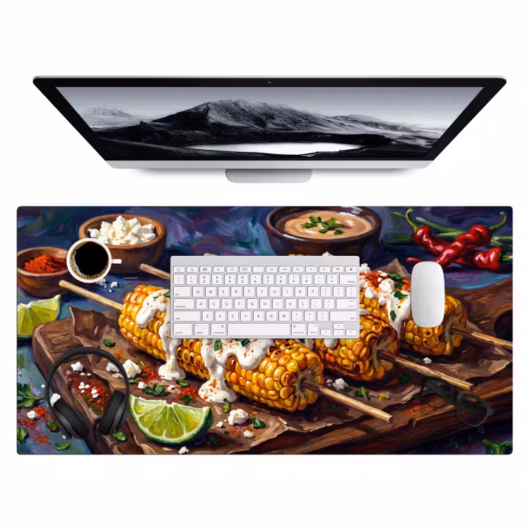 Eten - Maïs - Saus - Geschilderd - Geel Muismat XXL klein -3d