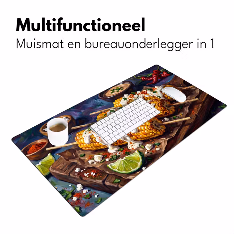 Eten - Maïs - Saus - Geschilderd - Geel Muismat XXL klein -sfeer4