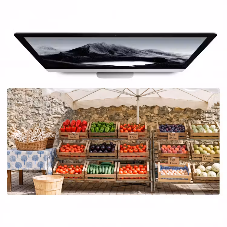 Bureau onderlegger - Eten - Markt - Vers - Eten - Markt - Vers Muismat XXL klein