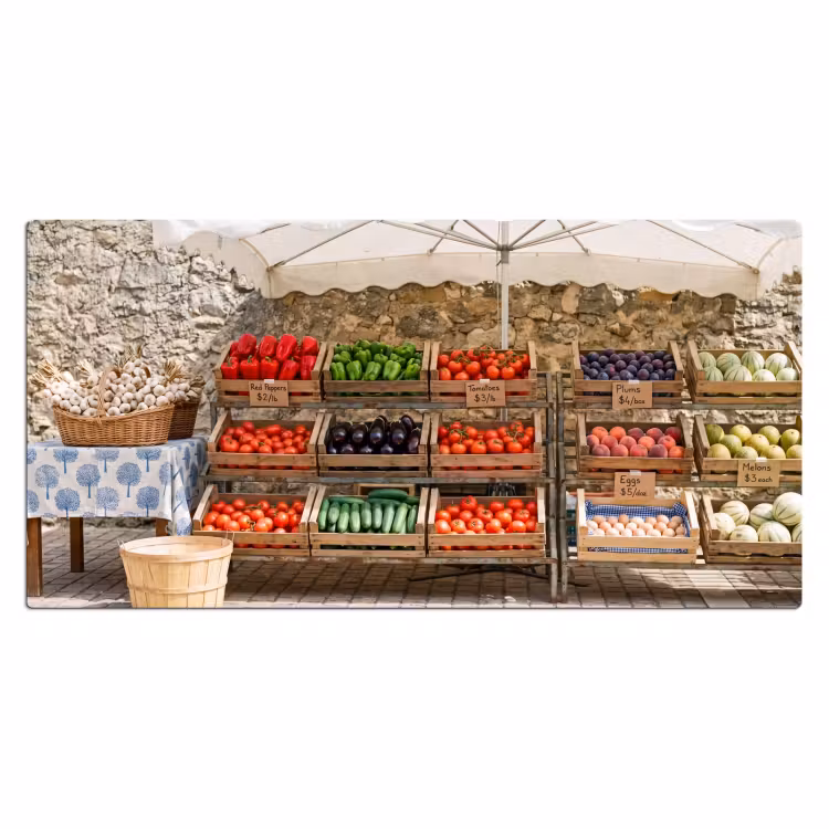 Bureau onderlegger - Eten - Markt - Vers - Eten - Markt - Vers Muismat XXL klein