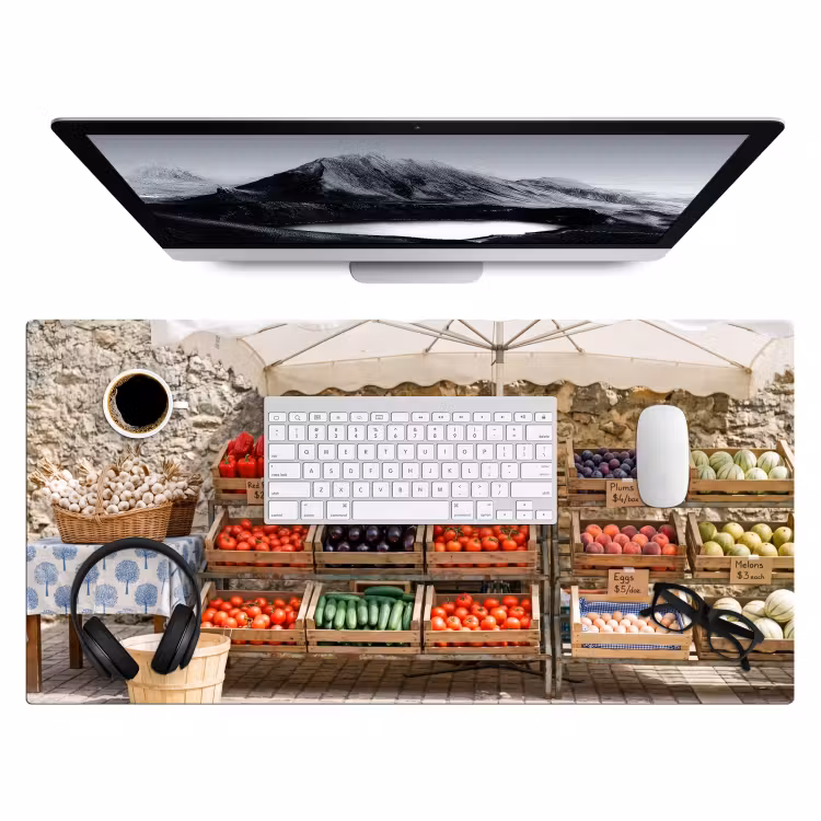 Bureau onderlegger - Eten - Markt - Vers - Eten - Markt - Vers Muismat XXL klein