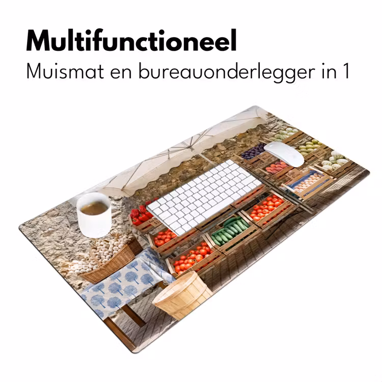 Bureau onderlegger - Eten - Markt - Vers - Eten - Markt - Vers Muismat XXL klein