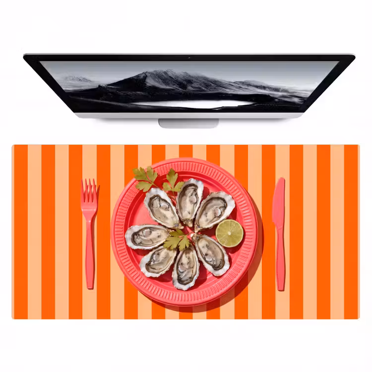 Eten - Oester - Zeevruchten - Oranje - Modern Muismat XXL klein -zzz3d
