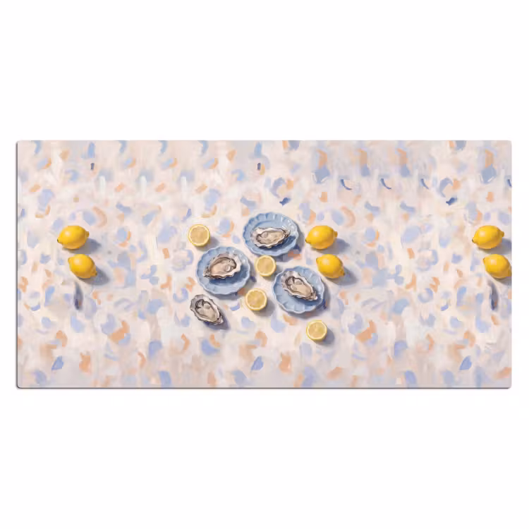 Eten - Oesters - Citroenen - Modern - Geel Muismat XXL klein -3d_leeg