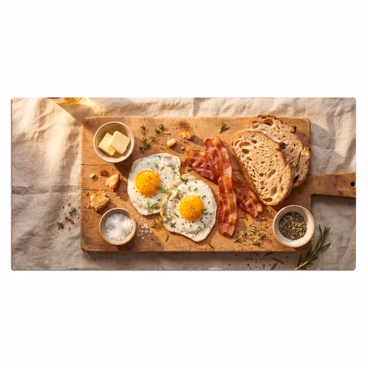 Eten - Ontbijt - Hout - Rustiek - Geel Muismat XXL klein -3d_leeg