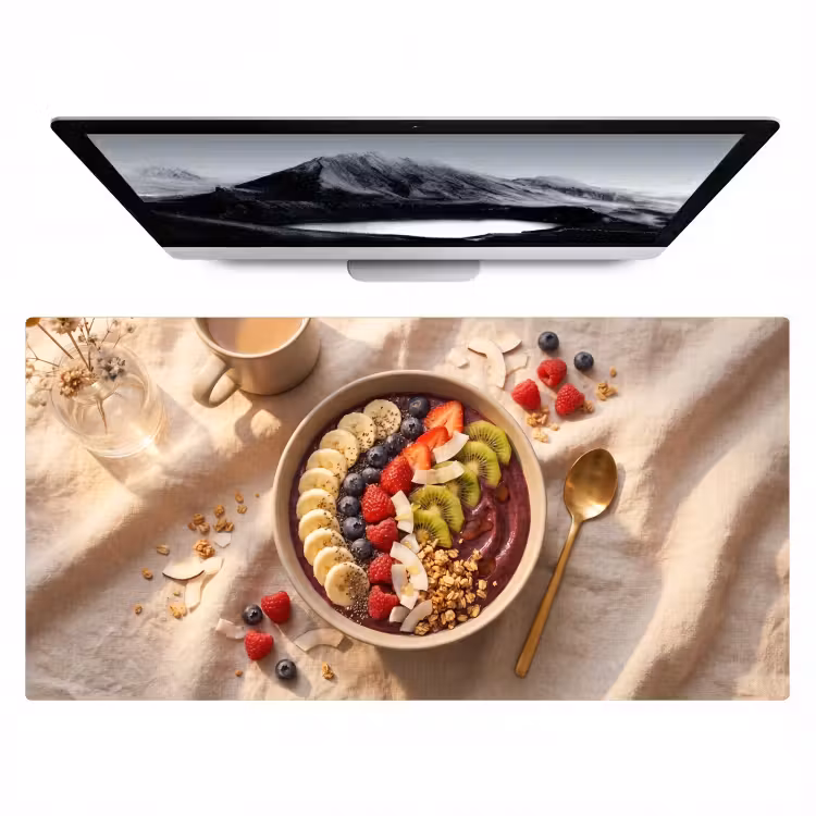 Eten - Ontbijtkom - Fruit - Gezond - Kleurrijk Muismat XXL klein -zzz3d