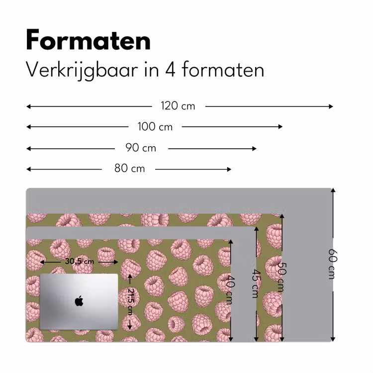 Eten - Patroon - Illustratie - Roze - Groen Muismat XXL klein -sfeer5