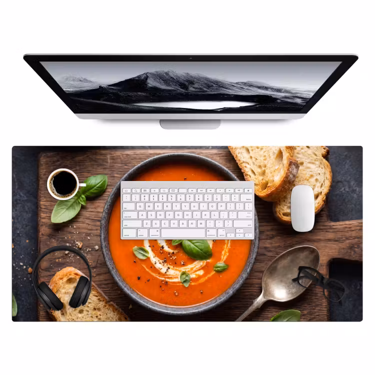 Eten - Soep - Basilicum - Rustiek - Rood Muismat XXL klein -3d