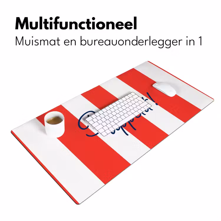 Eten - Spreuk - Keuken - Grafisch - Rood-Wit Muismat XXL klein -sfeer4