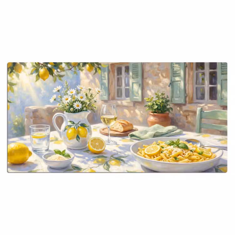 Eten - Terras - Zomer - Geschilderd - Geel Muismat XXL klein -3d_leeg