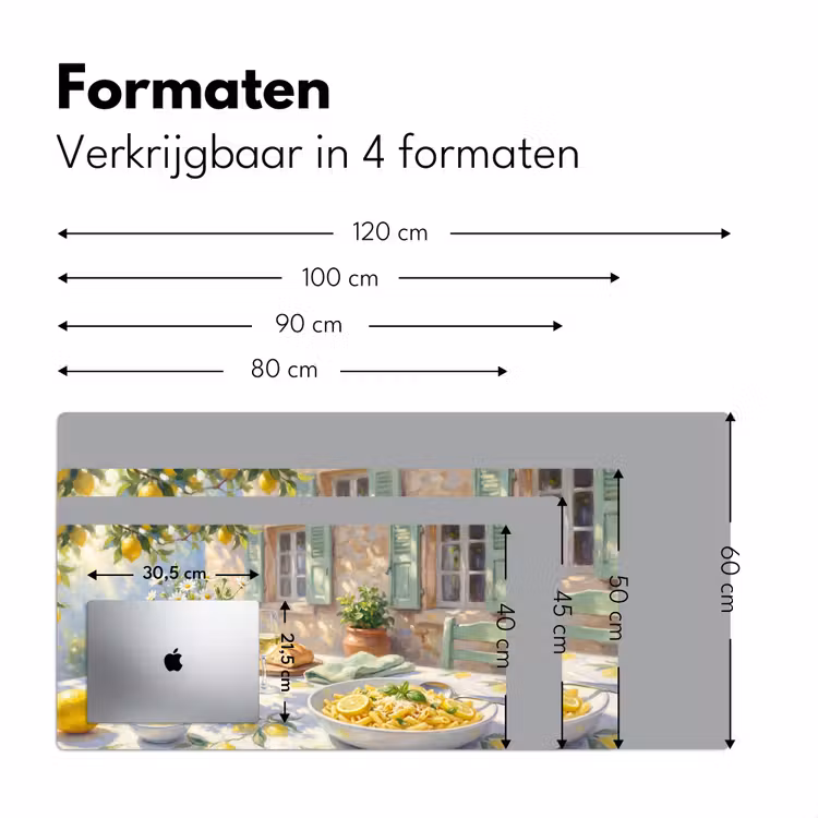 Eten - Terras - Zomer - Geschilderd - Geel Muismat XXL klein -sfeer5