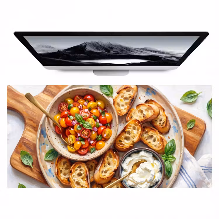 Eten - Tomaat - Brood - Kleurrijk - Keuken Muismat XXL klein -zzz3d