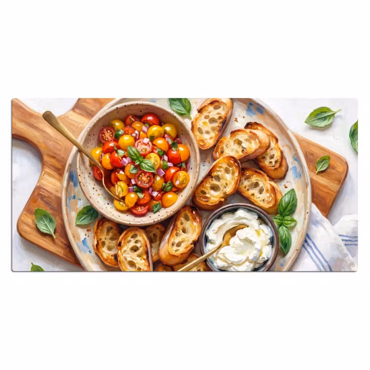 Eten - Tomaat - Brood - Kleurrijk - Keuken Muismat XXL klein -3d_leeg