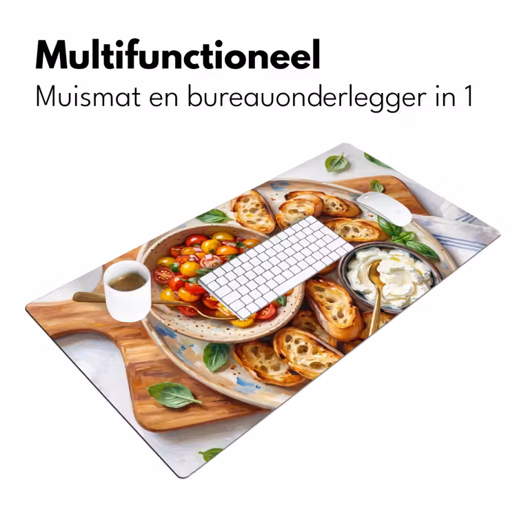 Eten - Tomaat - Brood - Kleurrijk - Keuken Muismat XXL klein -sfeer4
