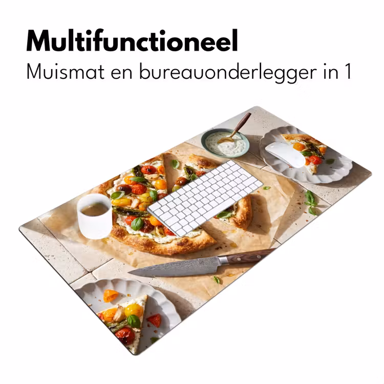 Eten - Tomaten - Basilicum - Maaltijd - Vers Muismat XXL klein -sfeer4