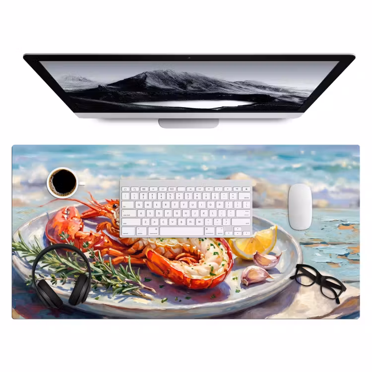 Eten - Zee - Kust - Modern - Blauw Muismat XXL klein -3d