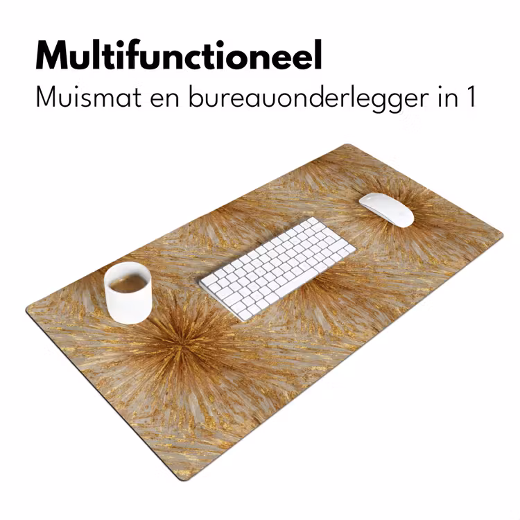 Explosie - Abstract - Goud - Wit Muismat XXL klein 681 -sfeer4