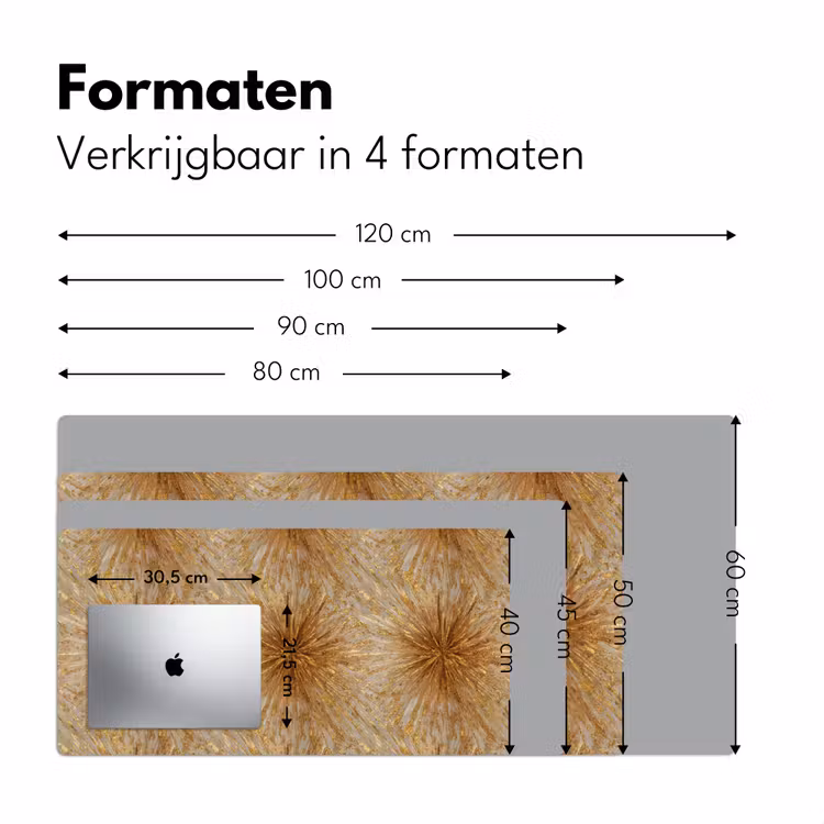Explosie - Abstract - Goud - Wit Muismat XXL klein 681 -sfeer5