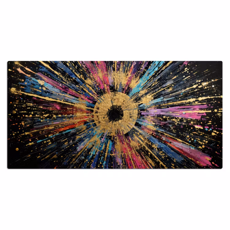 Explosie - Goud - Kleurrijk - Abstract Muismat XXL klein -3d_leeg