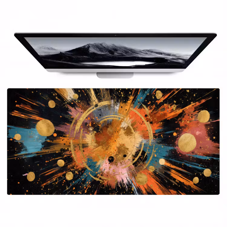 Explosie - Verfstructuur - Goud - Abstract Muismat XXL klein -zzz3d