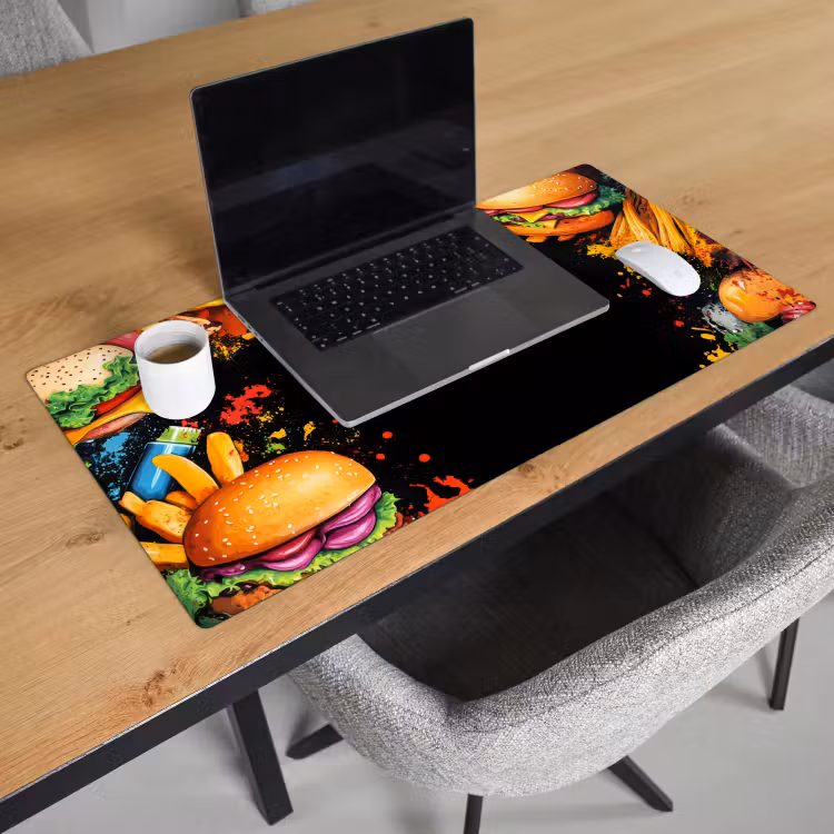 Fastfood - Graffiti - Hamburger - Eten - Modern Muismat XXL klein -sfeer1